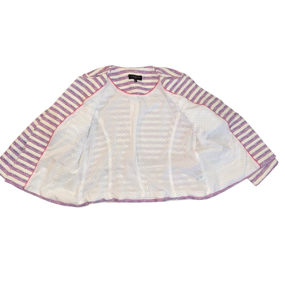 Talbots Blazer Size 14P Pink blue Striped 3/4 sleeve spring Easter casual - Picture 7 of 9